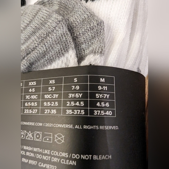 Converse Crew Sock 6 Pack youth shoe size 3-5 - Picture 2 of 5